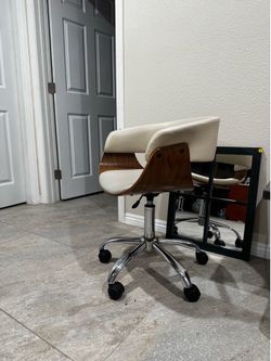 Desk/vanity rolling chair - wood