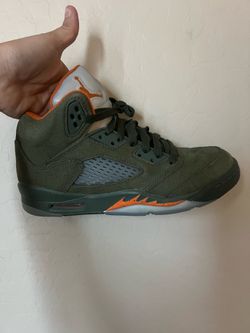 Air Jordan 5 Olive Green Orange Sneakers
