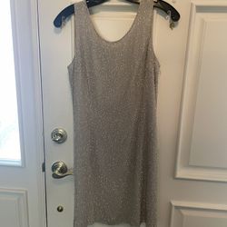 Bieff Basix Gray Sequin Silk Party Dress 10p Petite small