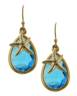 Starfish charm aqua earrings