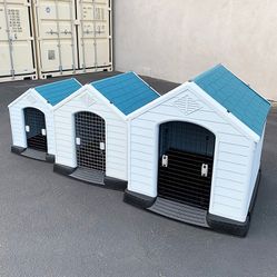(New in Box) Plastic dog house w/ lock door (medium $80, large $115, x-large $160) all weather cage kennel