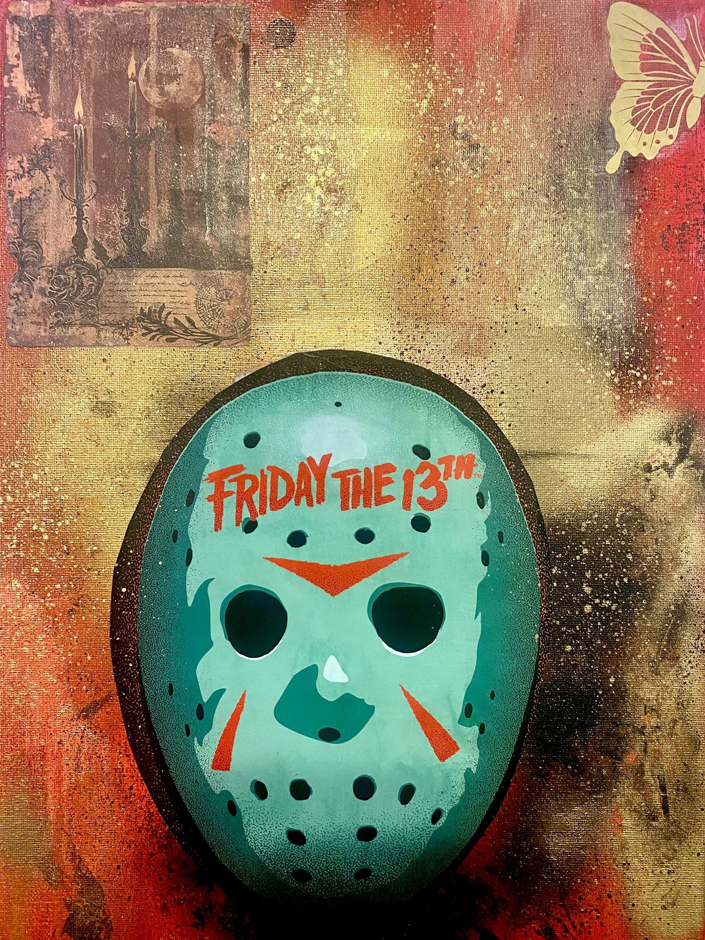 Friday The 13th Mixed Media Painting 16x20 Canvas