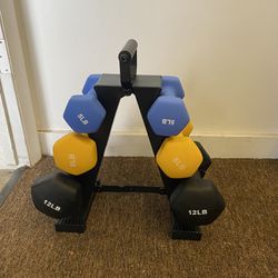New balanceFrom  Neoprene Coated Dumbbell Set with Stand