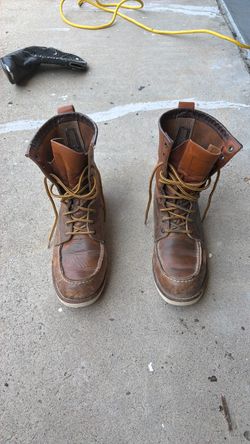 Redwing Brown Leather Moc Toe Work Boots