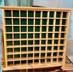 Oak Wooden Wall Mount Golf Ball Display Case 72 Slots Green Felt 26"x23"