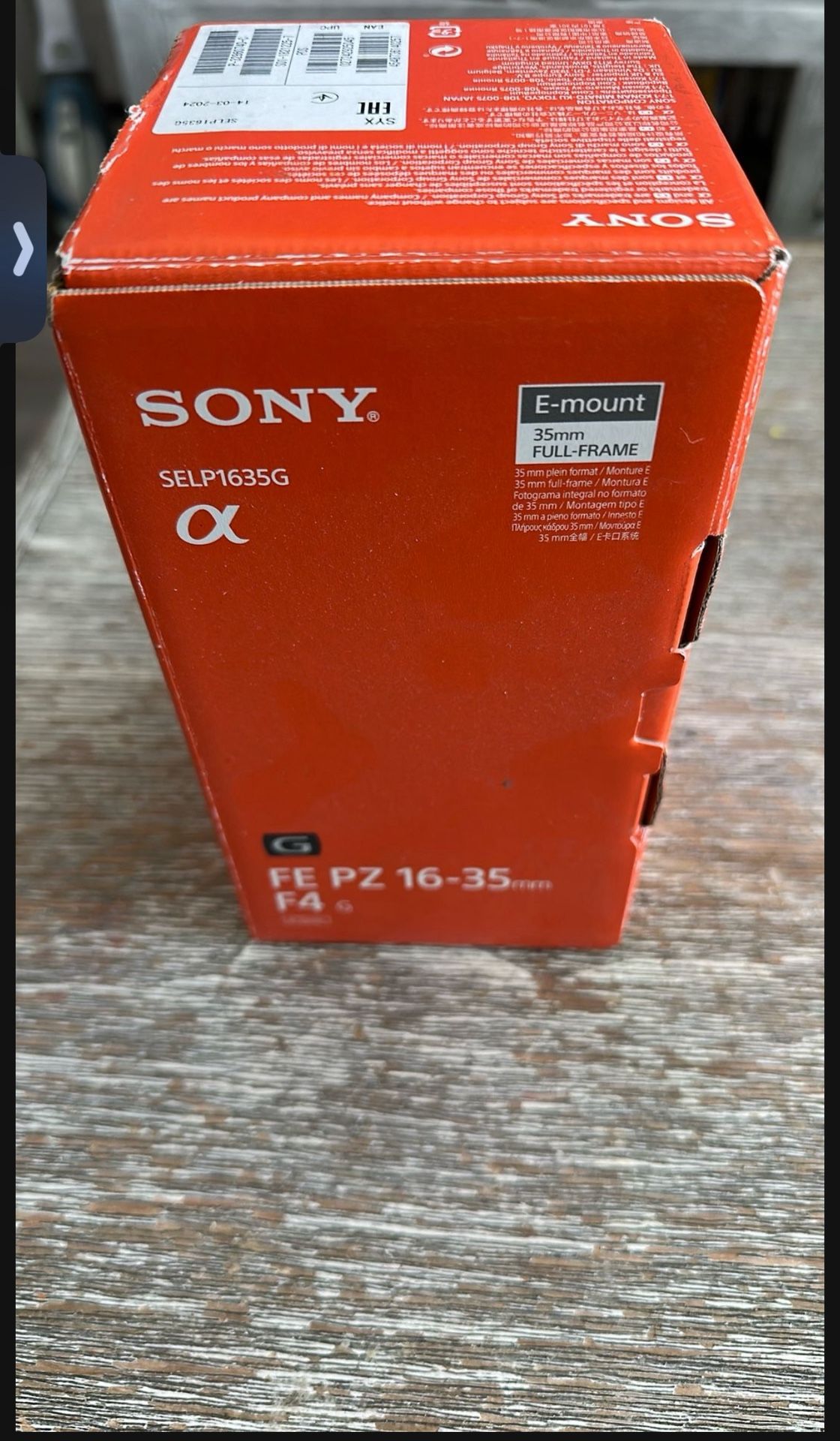 Sony - Alpha FE PZ 16-35mm F4 G full-frame constant-aperture wide-angle power zoom G Lens - Black