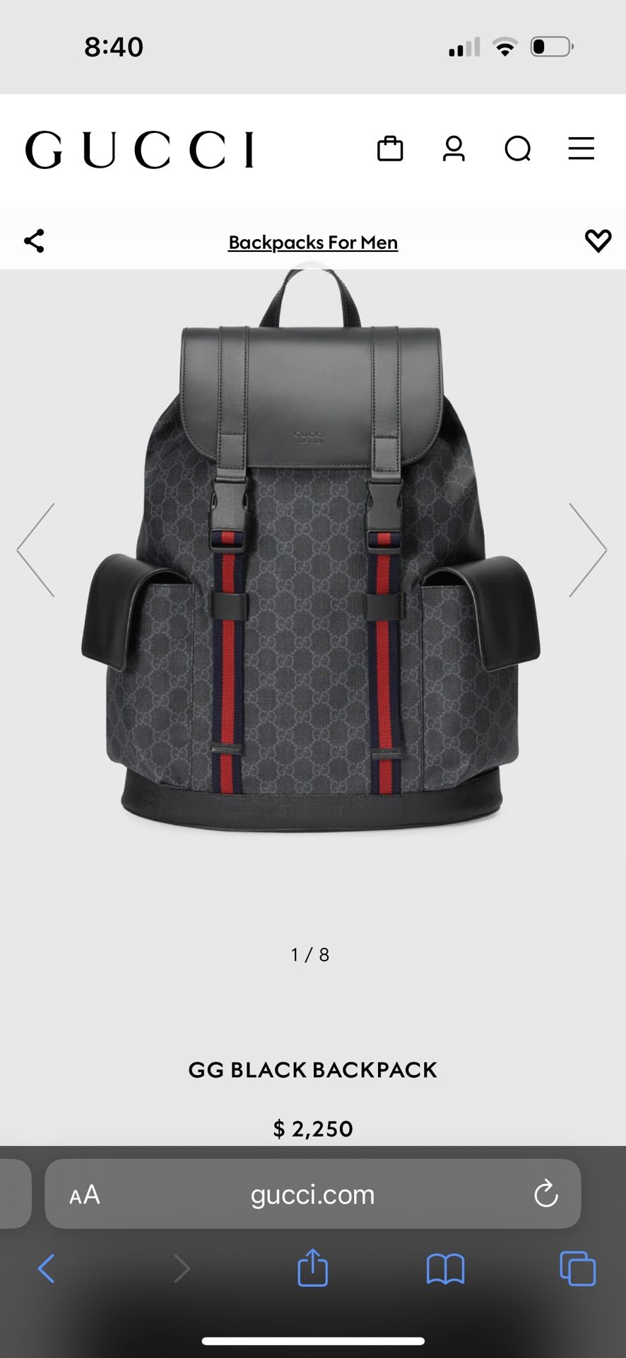 Gucci GG Black Backpack