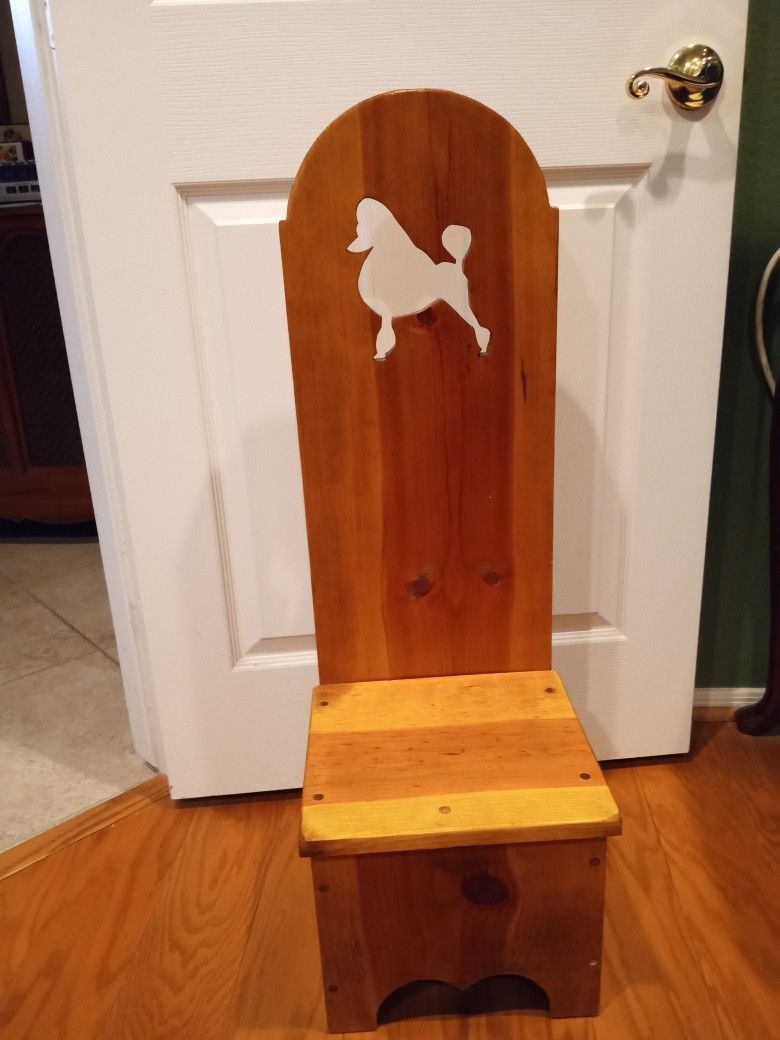 Wooden Bench/Stool/Chair with Decorative Poodle Cutout