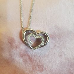 Sterling Silver Heart & Diamond Necklace 