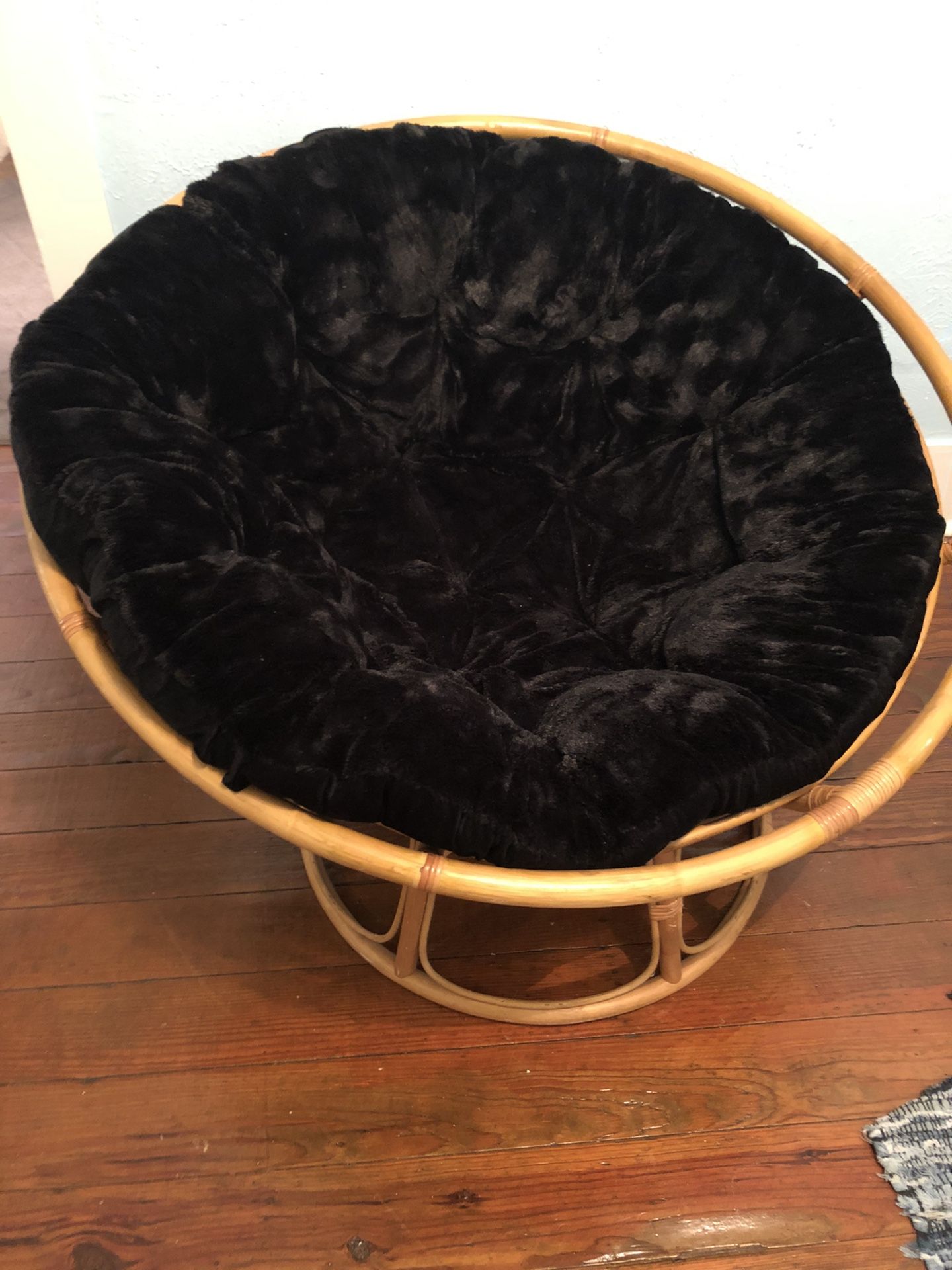 Papasan Chair Black Faux Fur Cushion- Pier 1