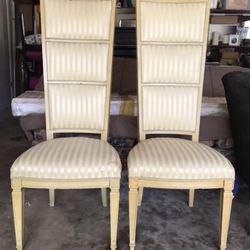 Pair of antique  1960s French provincial dining end chairs