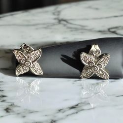 Set of 2 Pairs  Rhodium Electroplated Earrings