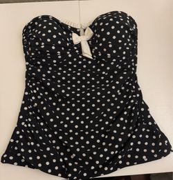 Black polka dot swim top