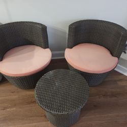 Dark Brown Wicker Patio Furniture Set 