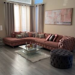 Curved sectional Chesterfield sofa (tufted velvet)