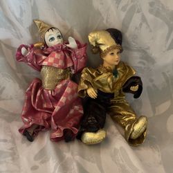 Vintage  Porcelain Marci Gras Jesters 