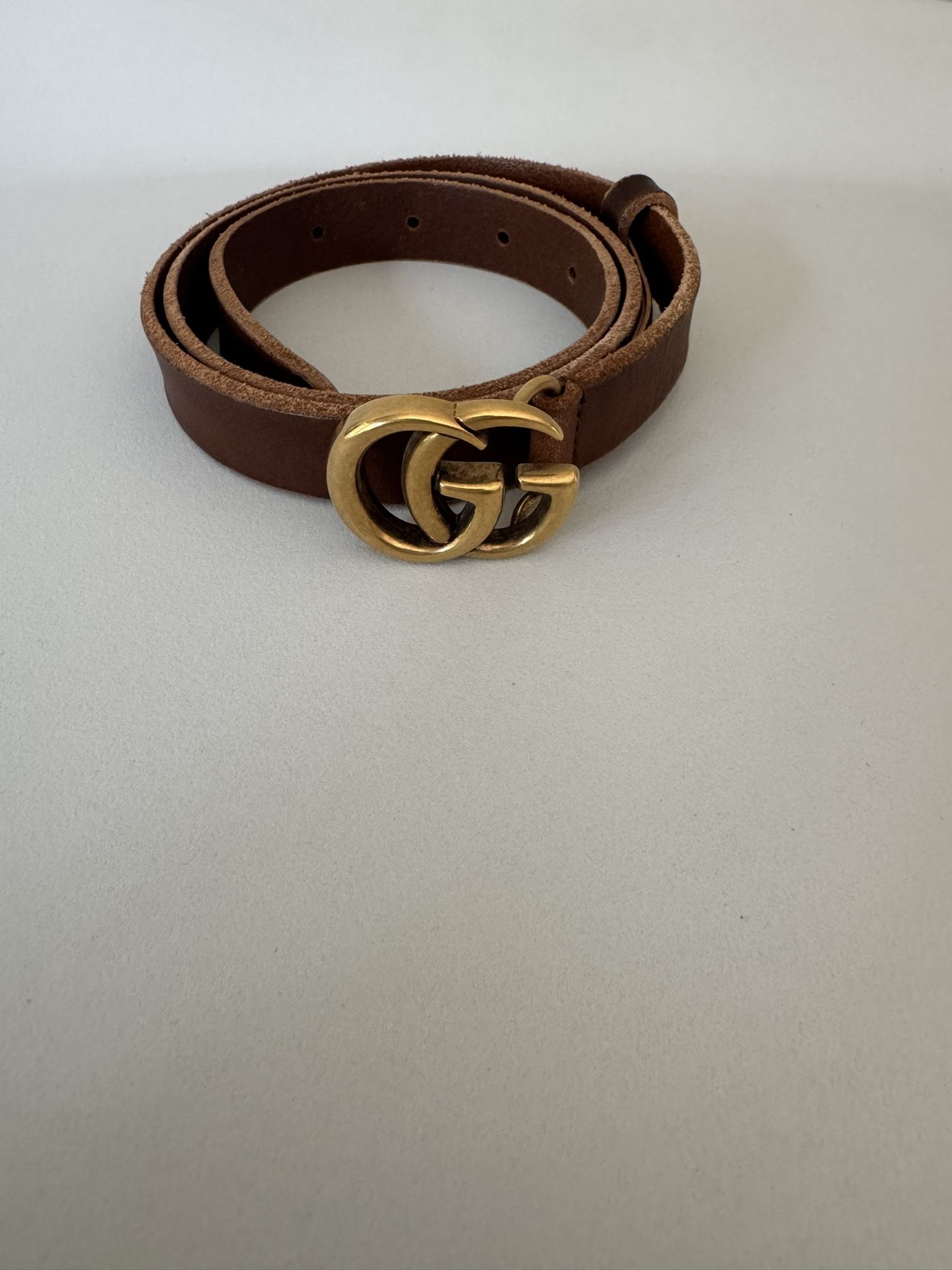 Gucci GG Marmont Brown Thin Belt 75 Brown