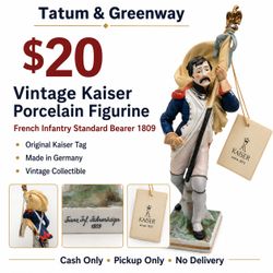 Vintage Kaiser Porcelain French Infantry Standard Bearer 1809 Figurine w/ Original Tag – $20
