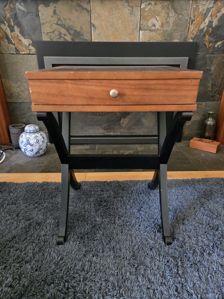 Brown and Black End Table/Lamp Table with Drawer
