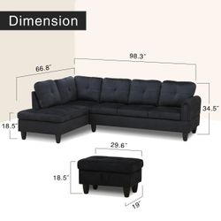 Black Microfiber Sectional 