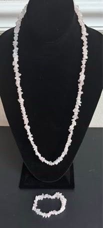 Rose Quartz Necklace and Bracelet Set just $8