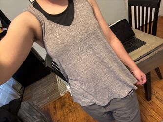 Gray Sleeveless Tank Top with V-Neck