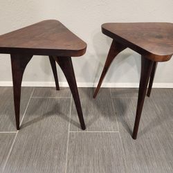 Pair Of Solid Walnut End Tables 