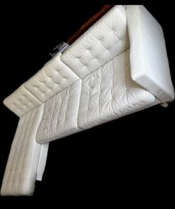 IKEA MORABO White Leather Sectional Sofa w/ Chaise