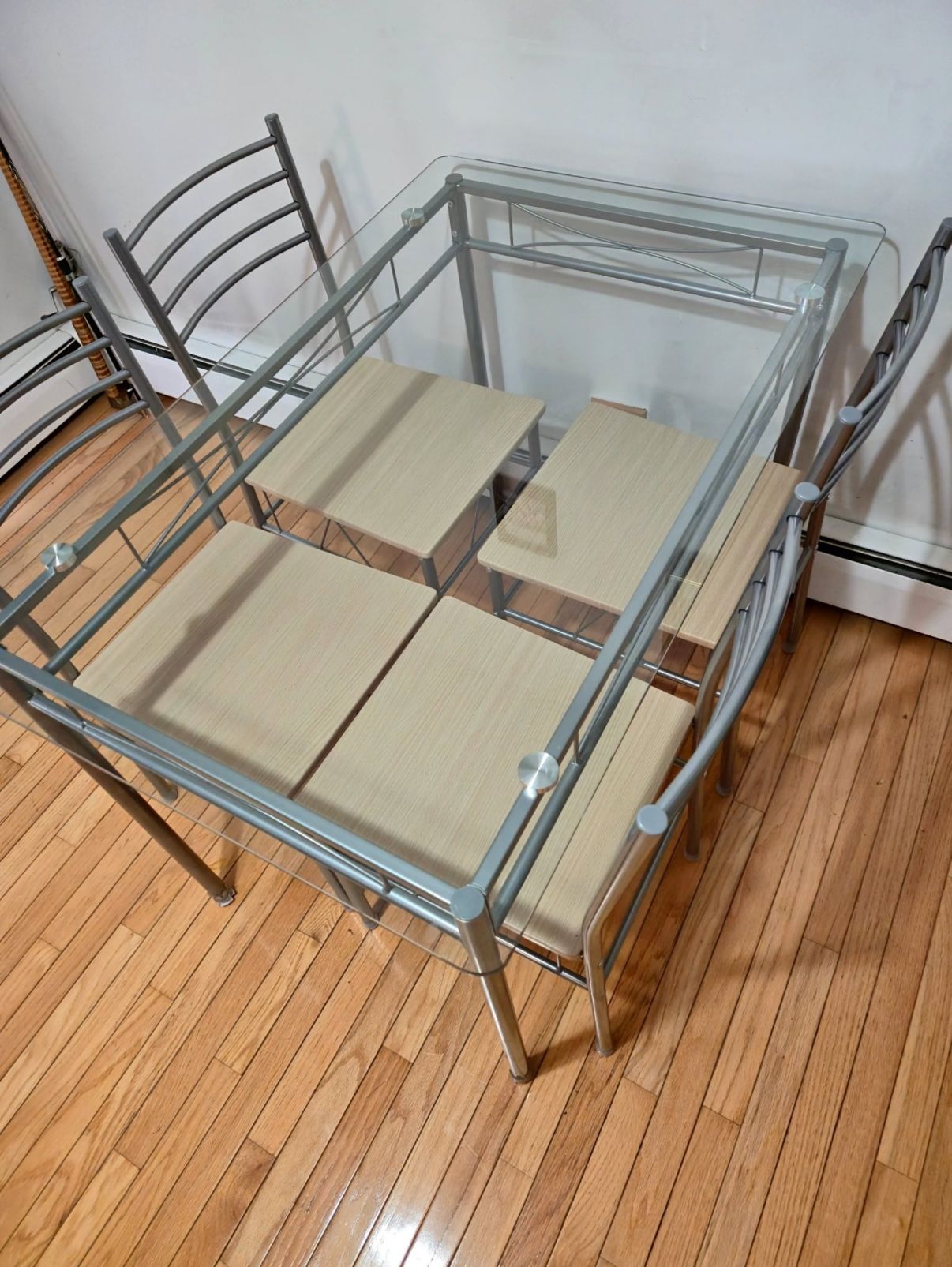 Glass Dining Table with 4 Chairs