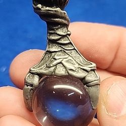 Large CLAW CRYSTAL BIKER Pewter PENDANT