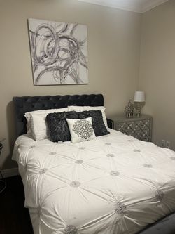 Tucked Sleigh Beds With Nailheads