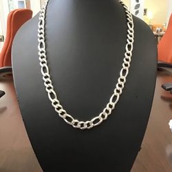 Solid 15mm “Italy” “925” Sterling Silver Figaro Chain Necklace , 31” long