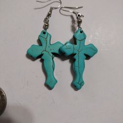 NATURAL TORQUOISE  ""HAND MADE EARRINGS 