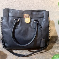 Michael Kors Hamilton Black Leather Tote Bag