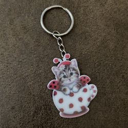 Ladybug Cat Keychain 