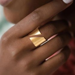 R240- Modern Geometric Ring- 316L Stainless Steel! 