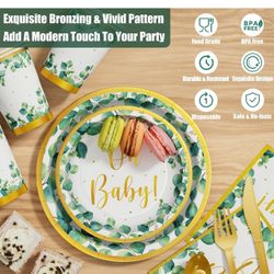 Girl Boy Sage Green Baby Shower Decorations 247 PCS (25 Guest) Boho Greency Party Supplies 