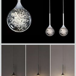 Iluminación colgante de cristal moderna para isla de cocina, cromado, mini lámpara de globo de burbujas de cristal regulable, lámparas colgantes LED p
