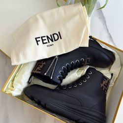 FENDI Brand New Limited Edition Men Leather Lace Up Boot Size 9