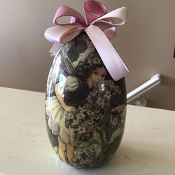 Vintage Flower Fairies Paper Mache Egg Ornament Decor