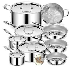 14 Pieces Stainless Steel Pot And Pan Set