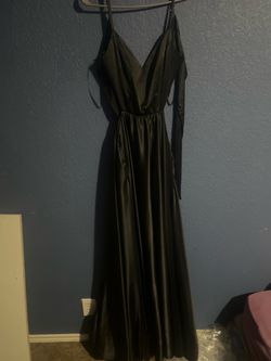 Black satin laced in the back dress