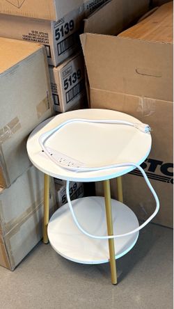 Round End Table with Charging Station