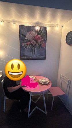 Pink Round Dining Table with Chairs