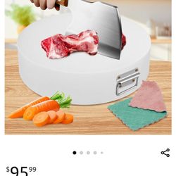 Large Plastic Butcher Round 3''Thick Cutting Board，Kitchen Use Double Sided non Slip White Heavy Duty Butcher Cutting Board，Perfect for Chopping Bone 