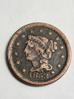 1853 Large Cent Coin - Antique U.S Coin