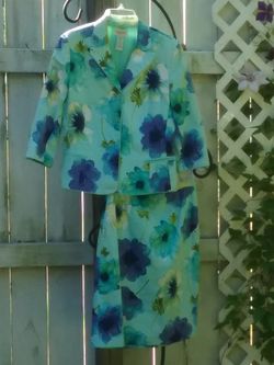 Turquoise floral dress suit
