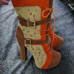 6 Inch Heels With Gold Sparkles