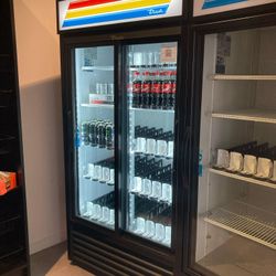 Two commercial front glass coolers … $7000 for both True GDM-41-HC-LD 47" Refrigerated Glass Door Merchandiser, 2 Sections,