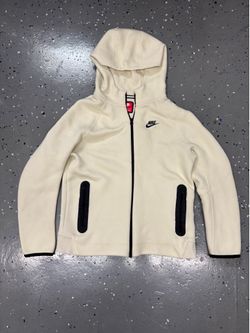 Nike Hoodie Youth XL Cream Full Zip Sweatshirt Tech Fleece Windrunner Cotton